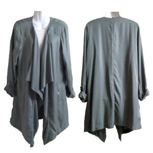 Nicole Miller Waterfall Utility Cardigan Jacket Blazer Duster Sz XL